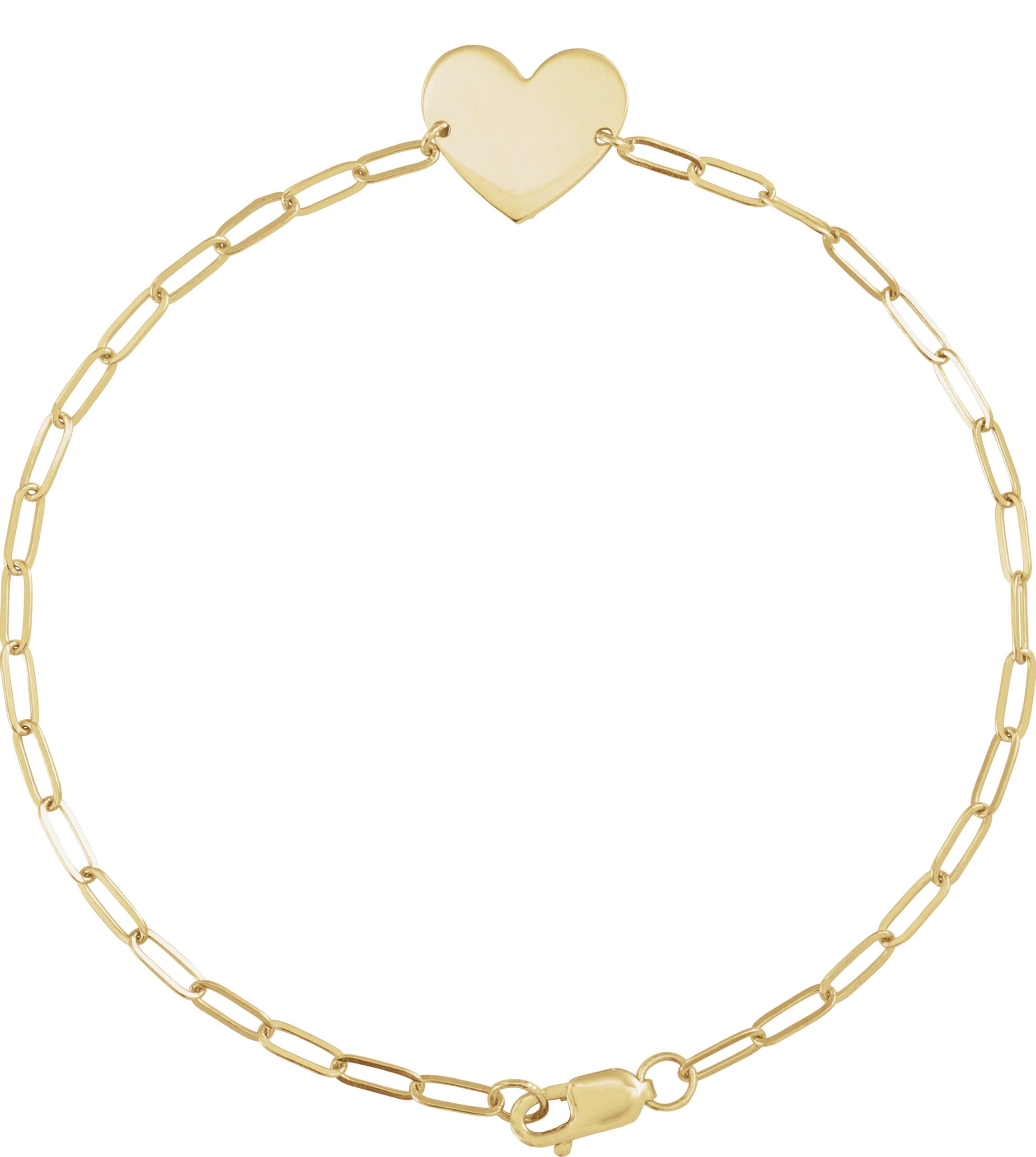 14K Rose Engravable Heart 7" Bracelet