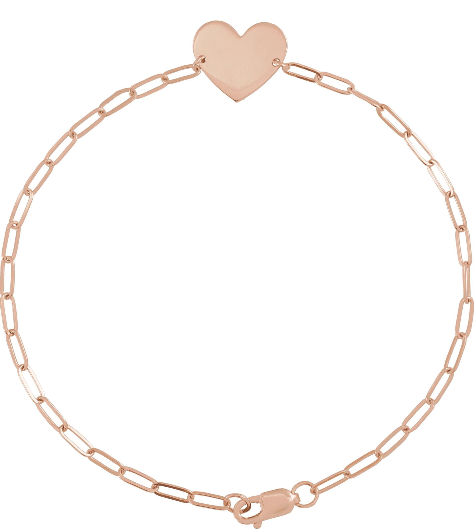14K Rose Engravable Heart 7" Bracelet