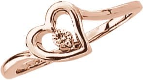 14K Rose .06 CTW Natural Diamond Heart Ring