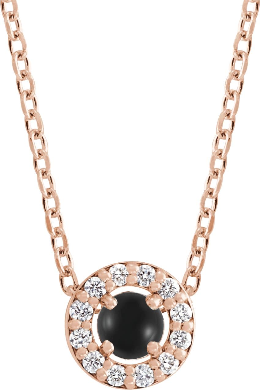14K Rose 1/5 CTW Rose-Cut Natural Diamond Halo-Style 16-18 Necklace