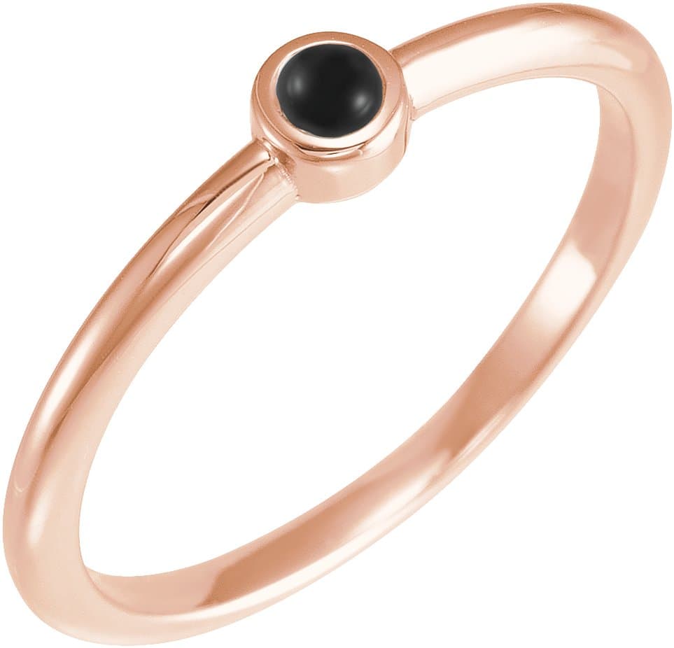 14K Rose .03 CT Rose-Cut Natural Diamond Stackable Ring