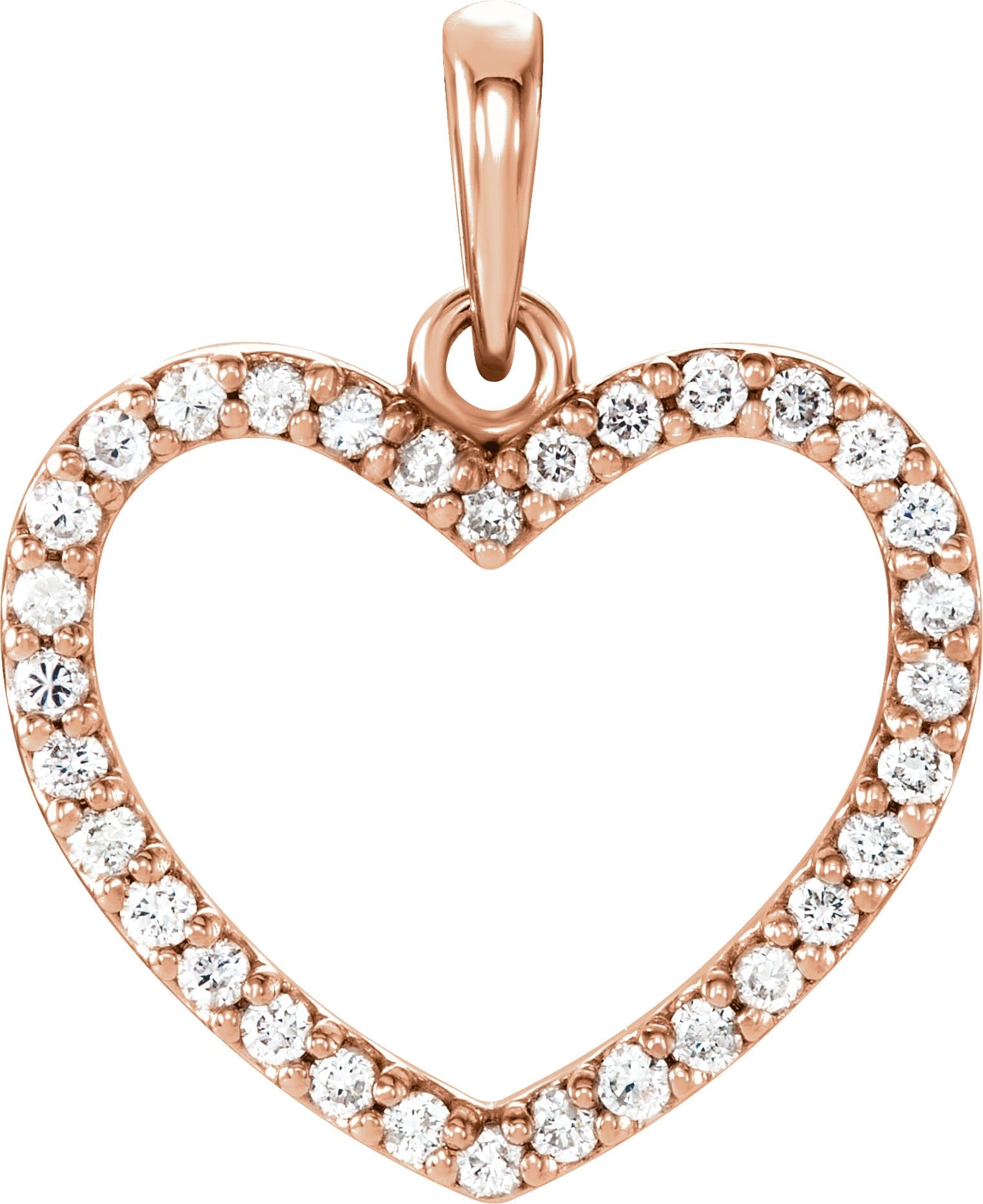 14K Rose 1/3 CTW Natural Diamond Heart Pendant