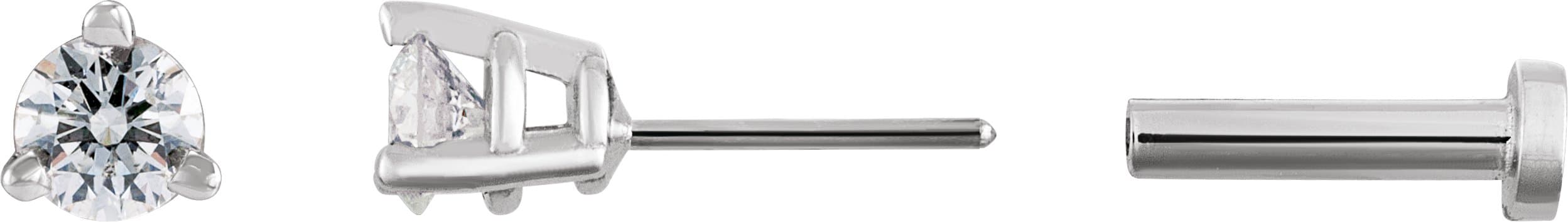 14K Rose .03 CT Natural Diamond Press Fit Back Stud Earring