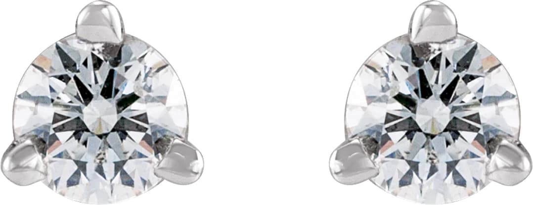 Round 3-Prong Press Fit Stud Earrings, view 3