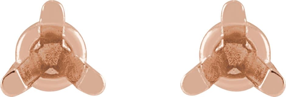 Round 3-Prong Press Fit Stud Earrings view 2