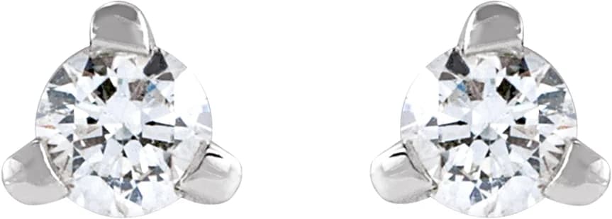 Round 3-Prong Press Fit Stud Earrings, view 3