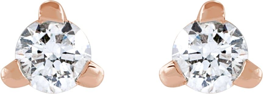 Round 3-Prong Press Fit Stud Earrings view 2