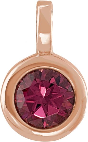 14K Rose Natural Rhodolite Garnet Pendant