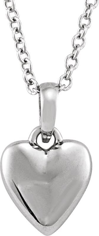 14K Rose Puffed Heart 16-18 Necklace