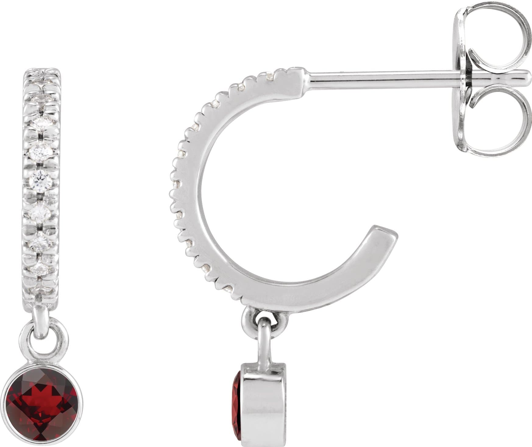 14K Rose Lab-Grown Alexandrite & .08 CTW Natural Diamond French-Set 16.1 mm Hoop Earrings