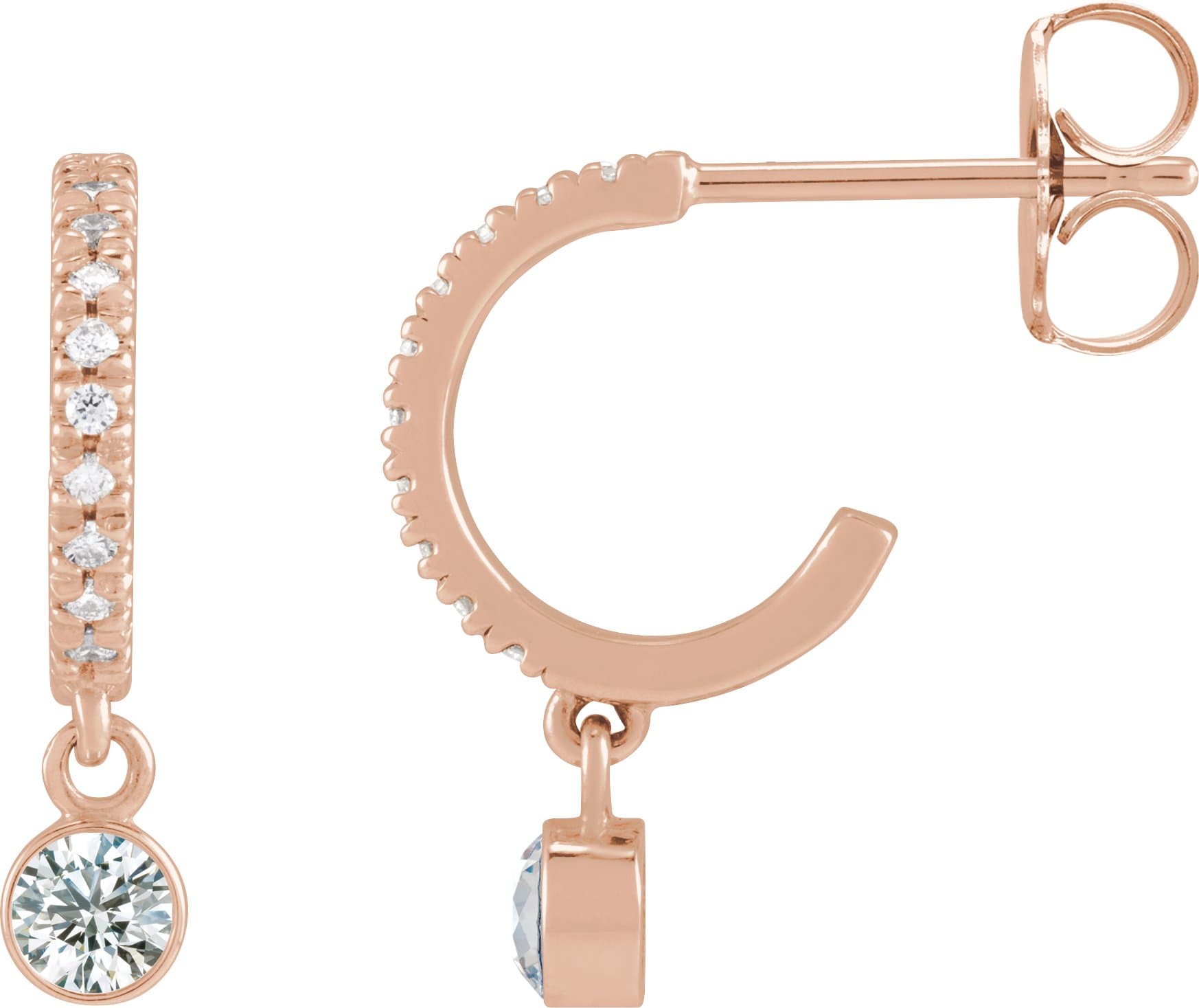 14K Rose Gold 1/4 CTW Natural Diamond French-Set 16.1 mm Hoop Earrings