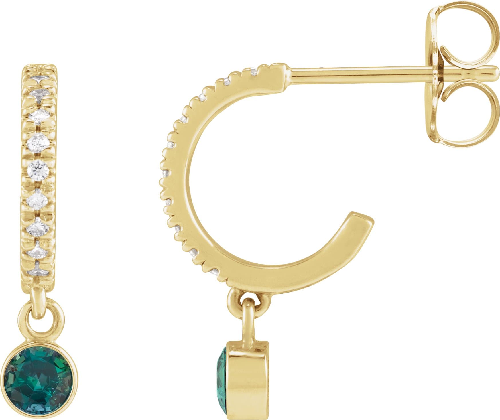 14K Rose Lab-Grown Alexandrite & .08 CTW Natural Diamond French-Set 16.1 mm Hoop Earrings