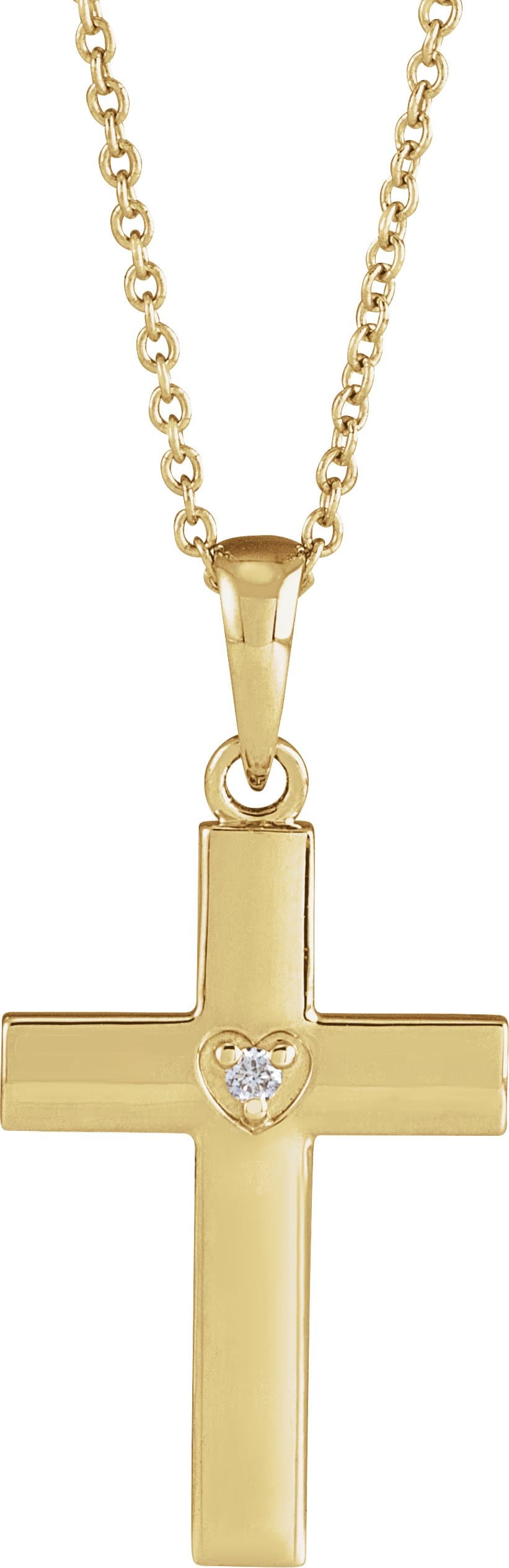 14K Rose .015 CT Natural Diamond Engravable Cross 16-18 Necklace