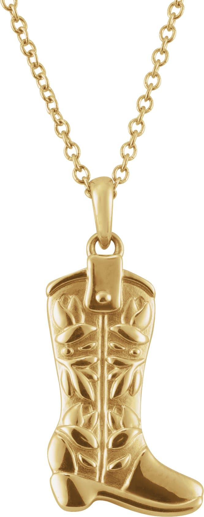14K Yellow Cowboy Boot 16-18 Necklace