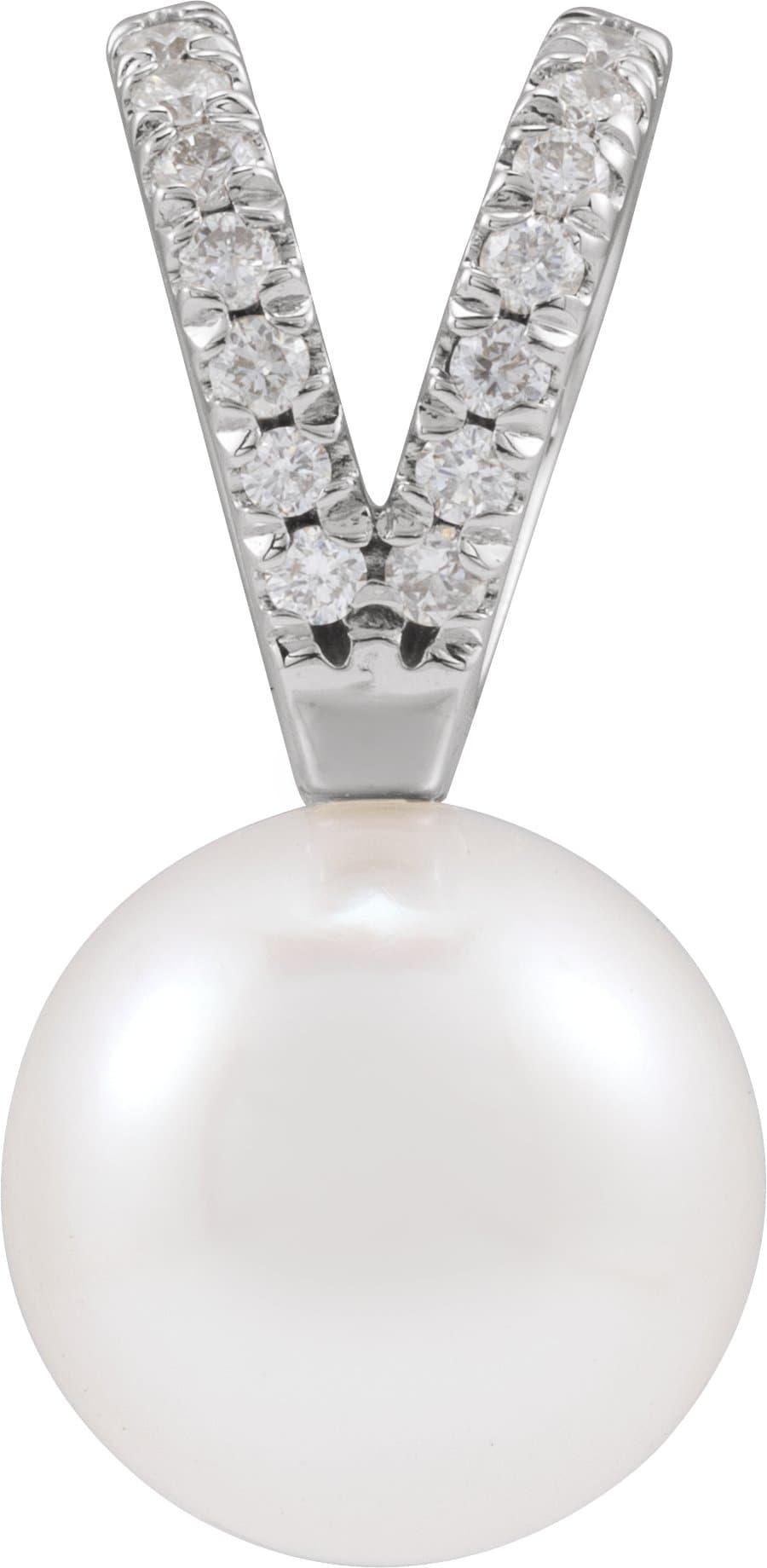 14K Rose Cultured White Akoya Pearl & .04 CTW Natural Diamond Pendant