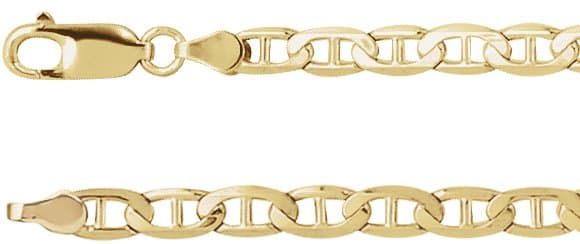 14K Yellow 4.5 mm Curbed Anchor 16 Chain