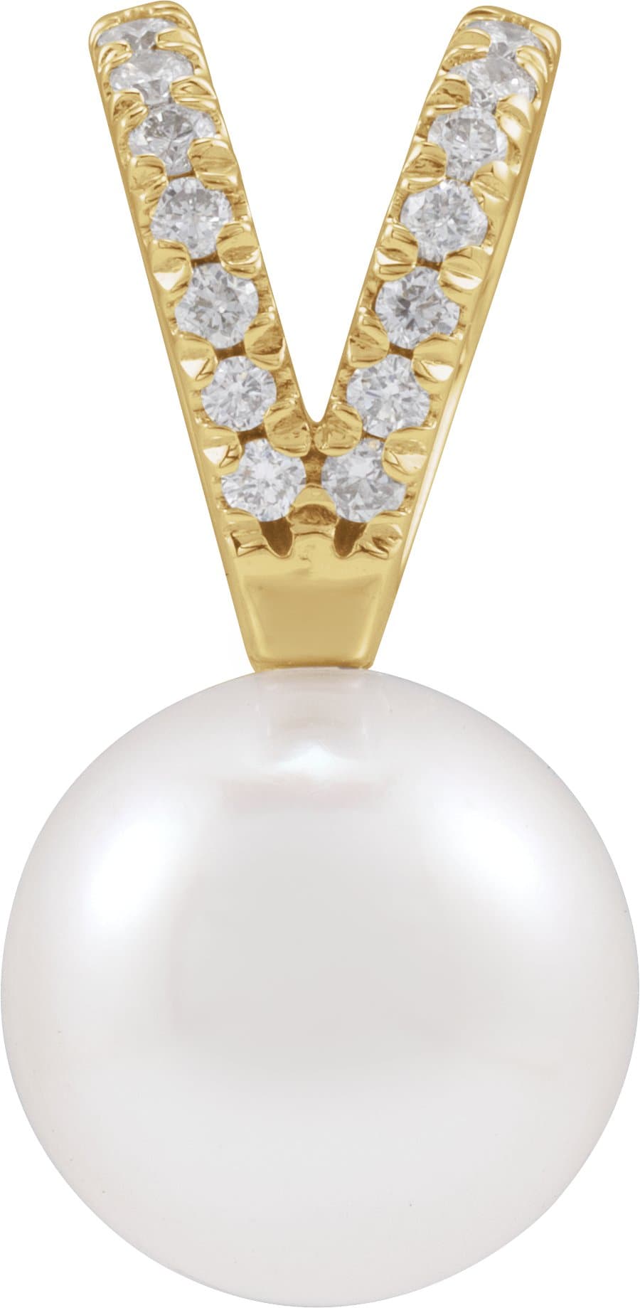 14K Rose Cultured White Akoya Pearl & .04 CTW Natural Diamond Pendant