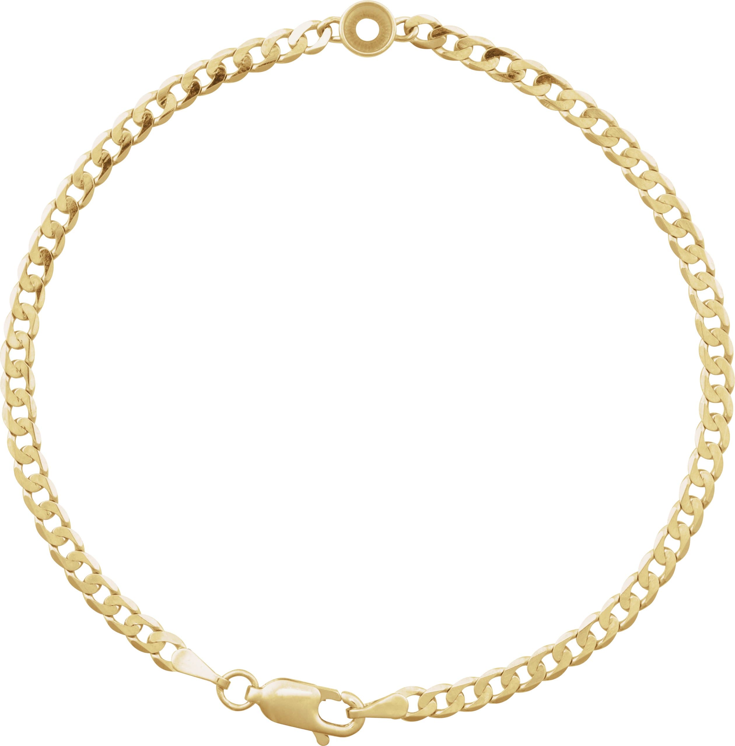 14K Yellow Gold 1/5 CT Natural Diamond Link 7" Bracelet