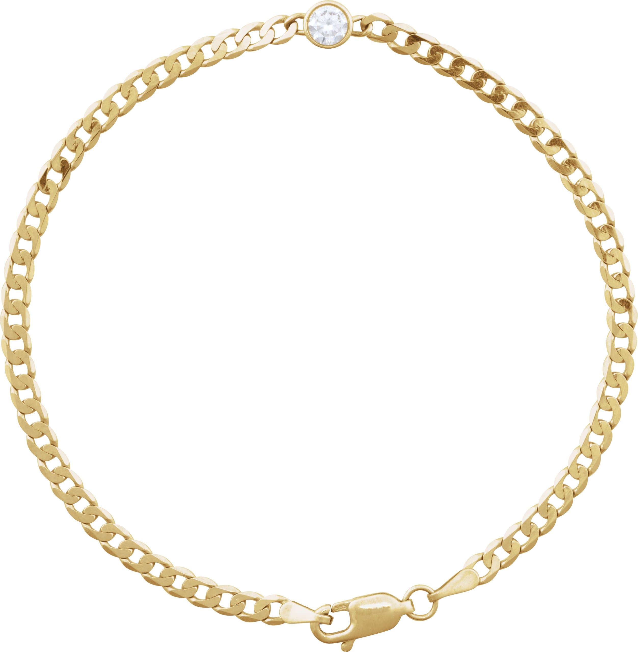 14K Yellow Gold 1/5 CT Natural Diamond Link 7" Bracelet