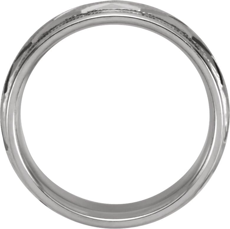 10K White 7 mm Milgrain Edge Geometric Faceted Comfort-Fit Half Round Band Size 6 view 2
