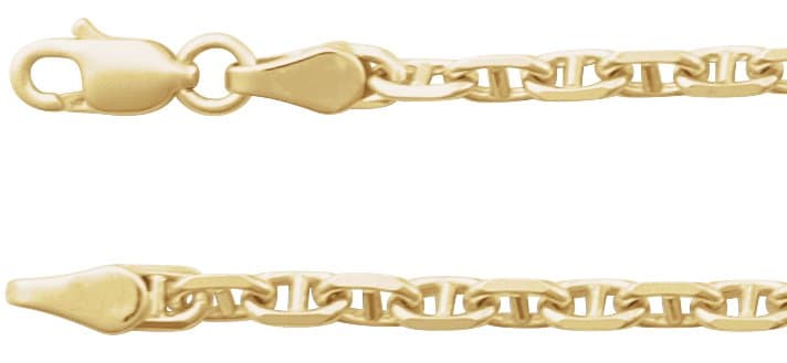 14K Yellow 2.6 mm Diamond-Cut Anchor 18 Chain