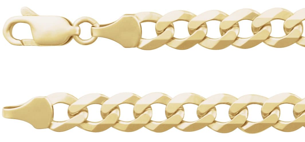 14K Yellow 7 mm Curb 8" Chain