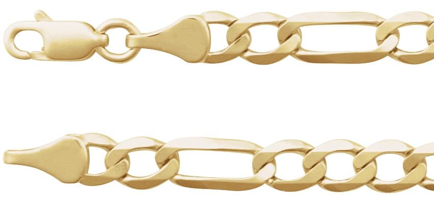14K Yellow 5.1 mm Figaro 24 Chain
