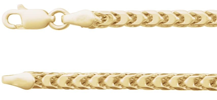 14K Yellow 3.4 mm Hollow Diamond-Cut Franco 20 Chain