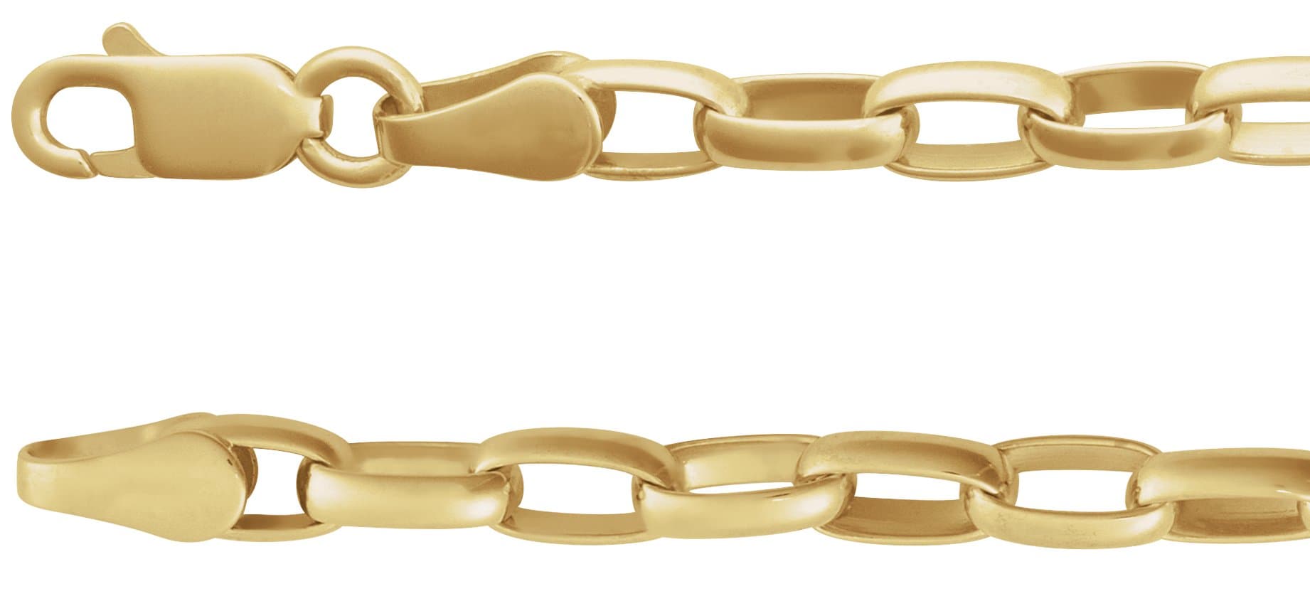 14K Yellow 3.9 mm Puffed Oval Cable 16 Chain