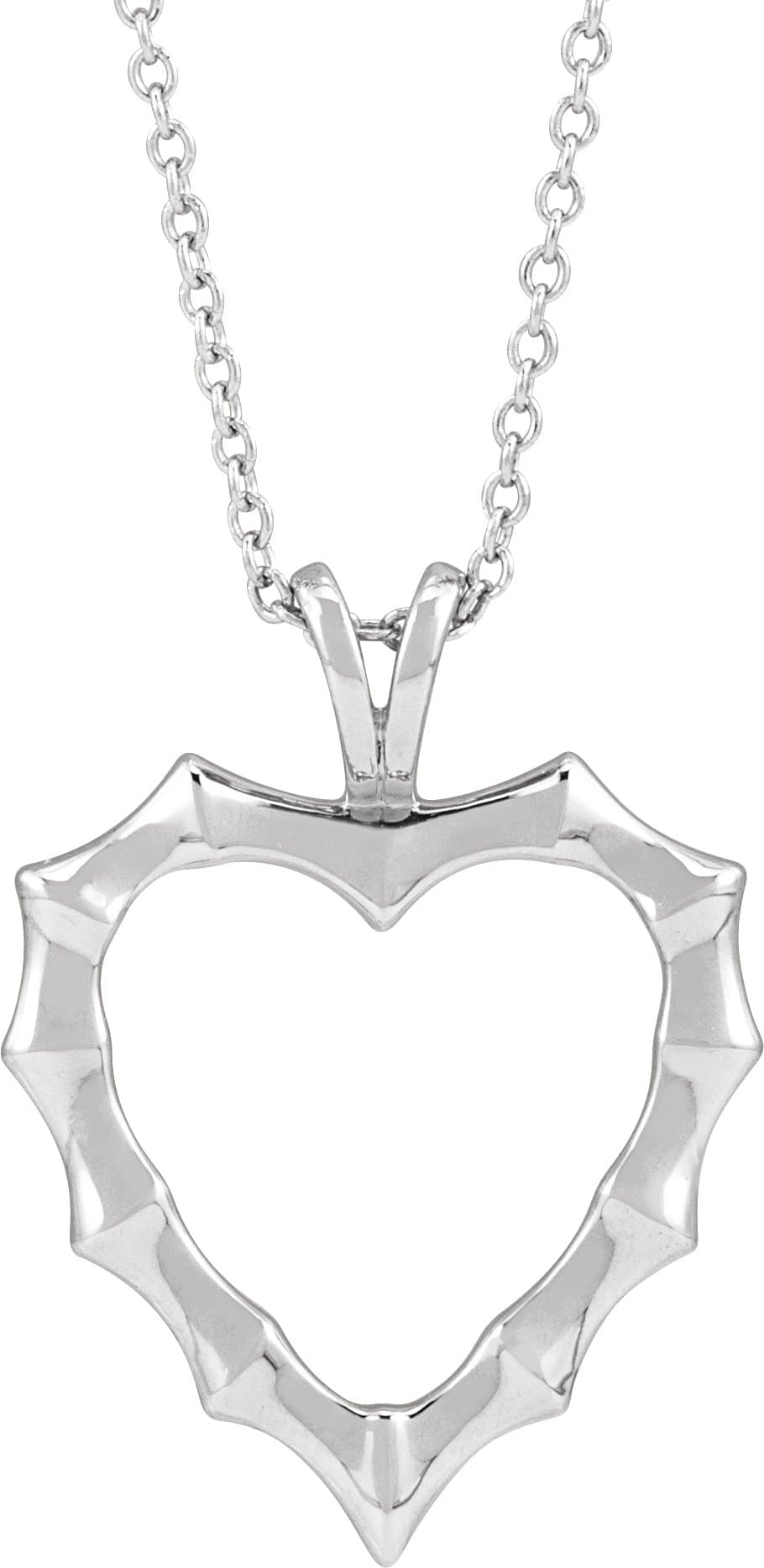 Platinum Bamboo Heart 16-18 Necklace