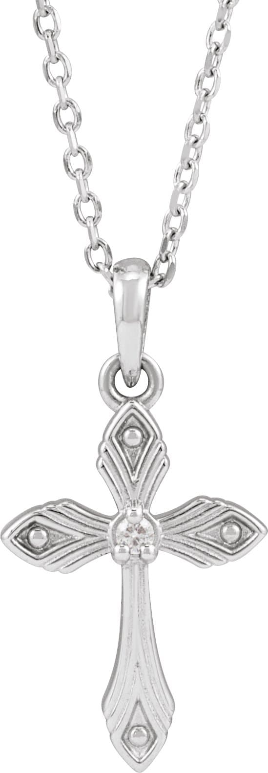 14K Rose .015 CT Natural Diamond Cross 16-18 Necklace