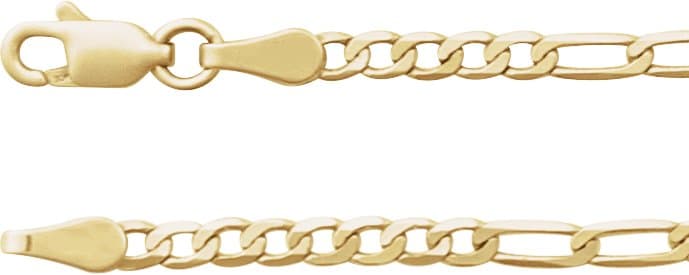 14K Yellow 2.5 mm Figaro 20 Chain