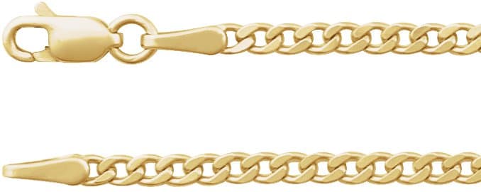 14K White 2.35 mm Curb 20 Chain