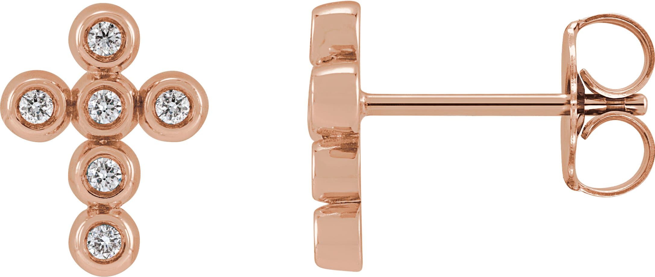 14K Rose .08 CTW Natural Diamond Cross Earrings