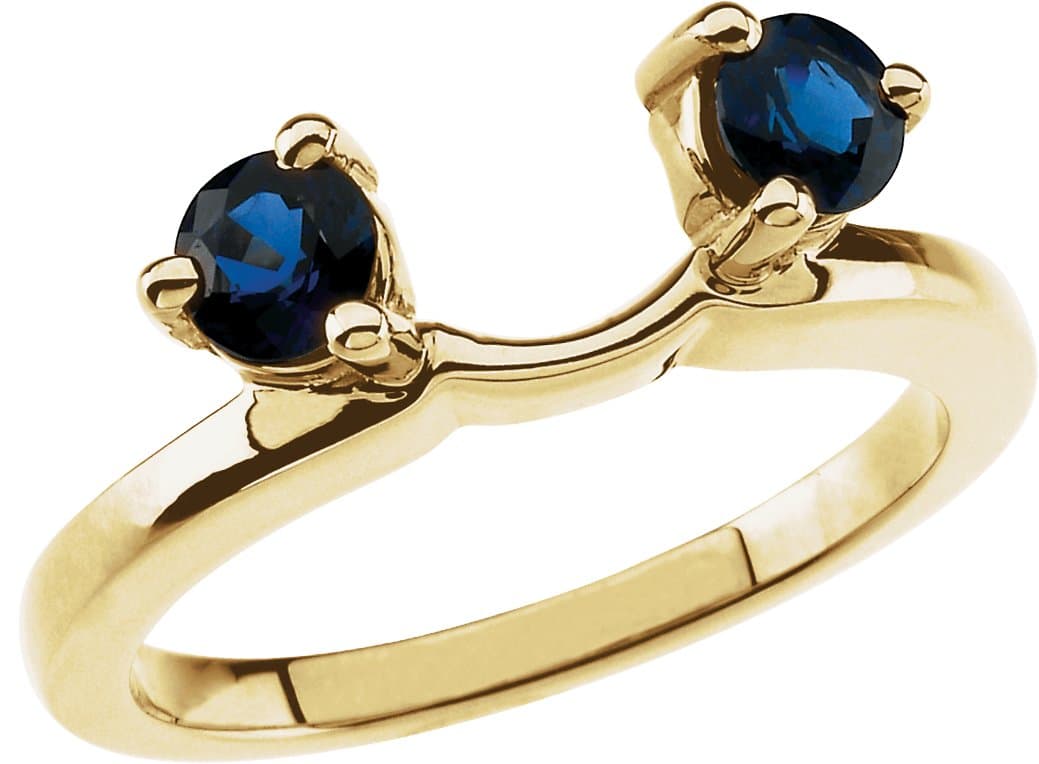 14K Yellow Natural Blue Sapphire Wrap-Style Ring Enhancer