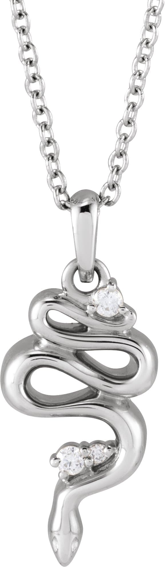 14K White .03 CTW Natural Diamond Serpent 16-18 Necklace