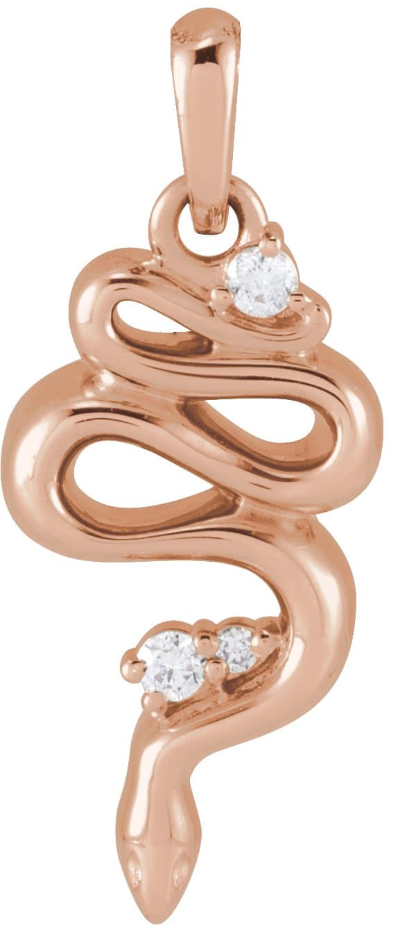14K Rose .03 CTW Natural Diamond Serpent Pendant