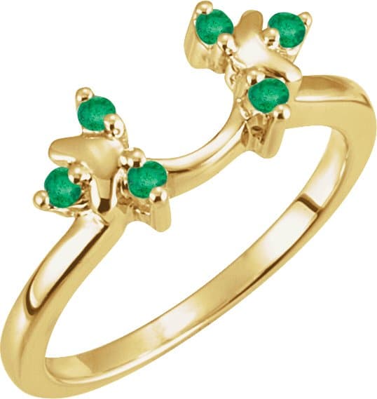 14K Yellow Natural Emerald Wrap-Style Ring Enhancer