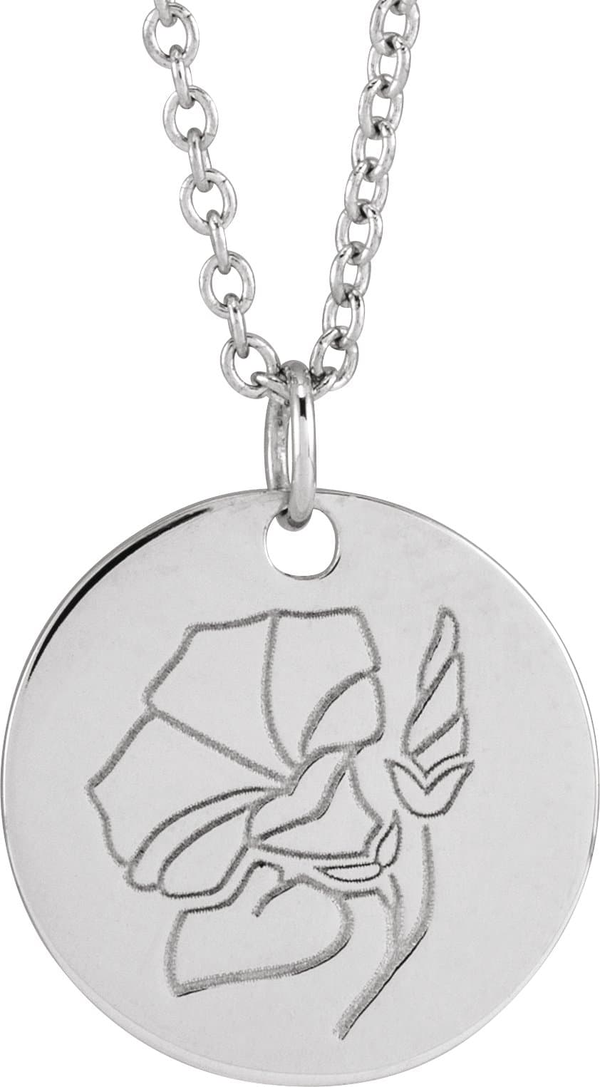14K Rose Daffodil March Birth Flower 16-18 Necklace