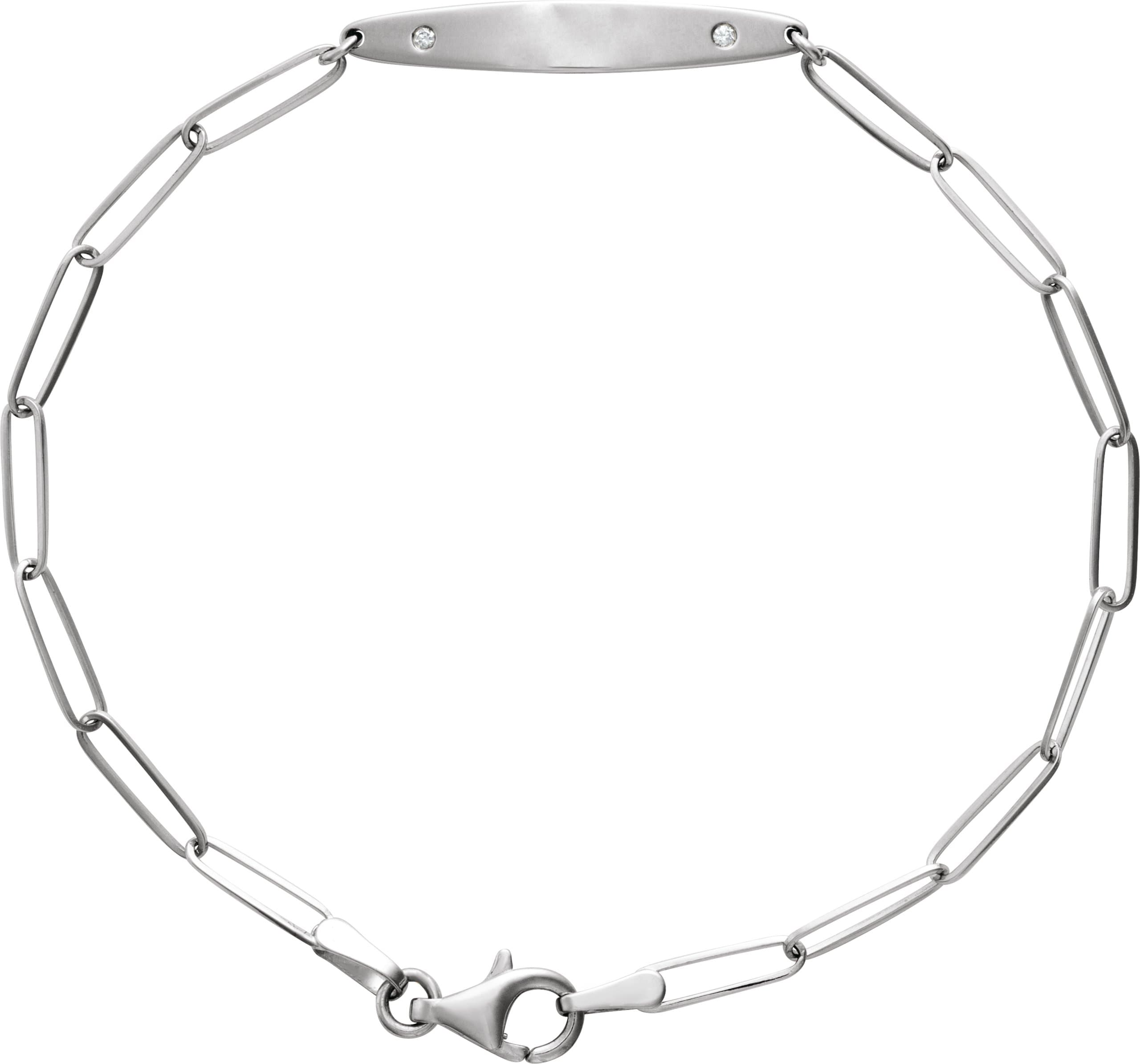 14K Rose .015 CTW Natural Diamond Engravable Curved Bar 7" Bracelet