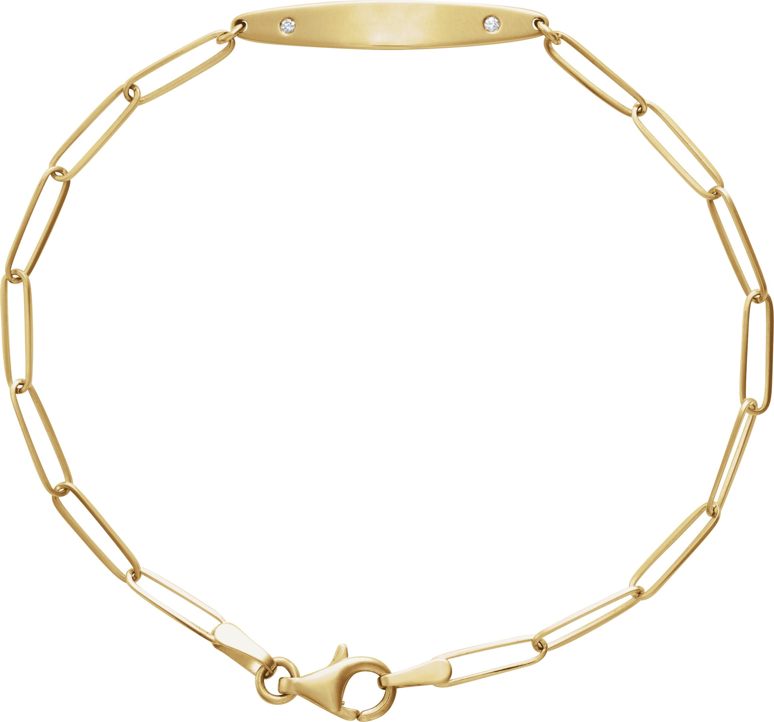 14K Rose .015 CTW Natural Diamond Engravable Curved Bar 7" Bracelet