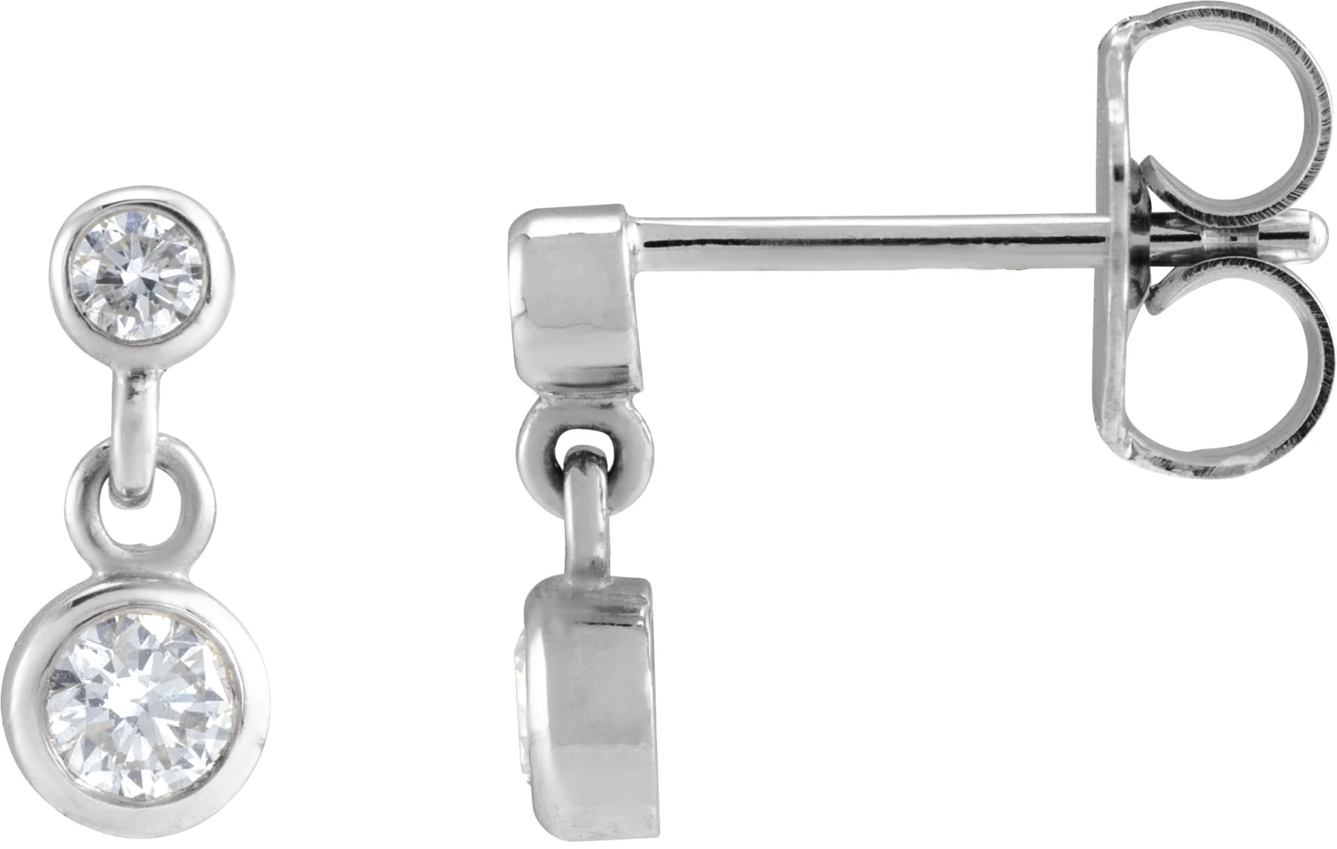 Two-Stone Bezel Set Earrings, view 2