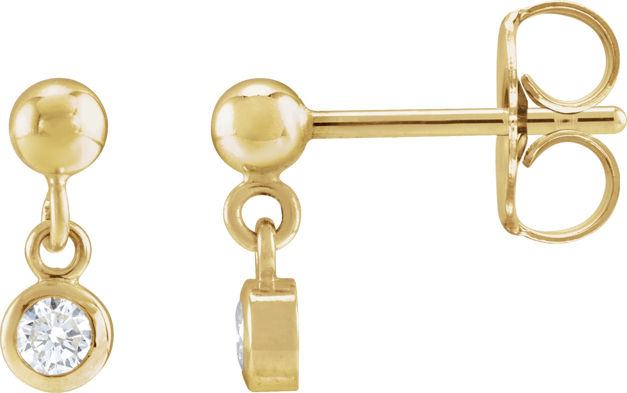 14K Yellow Lab-Grown Alexandrite Bezel-Set Earrings