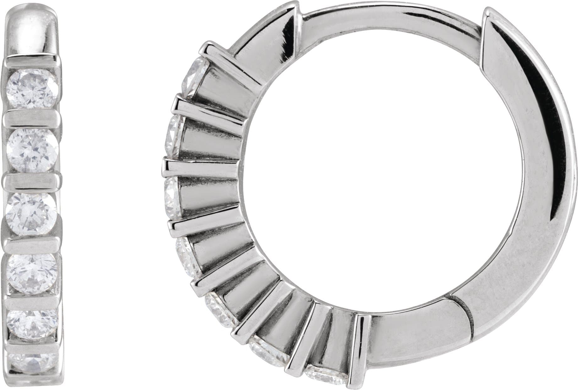 14K Rose 1/3 CTW Natural Diamond 15 mm Hinged Hoop Earrings
