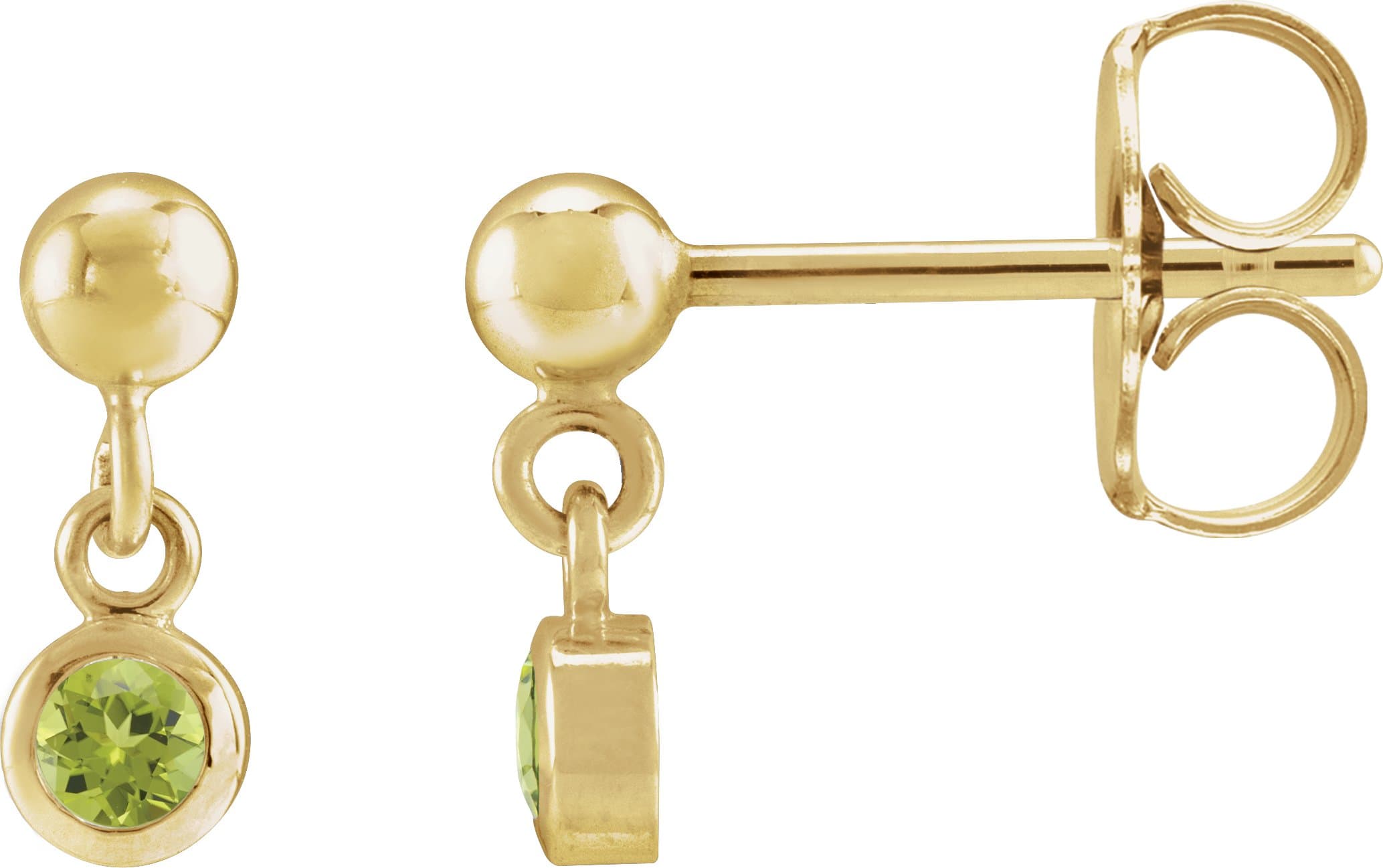 14K Yellow Lab-Grown Alexandrite Bezel-Set Earrings
