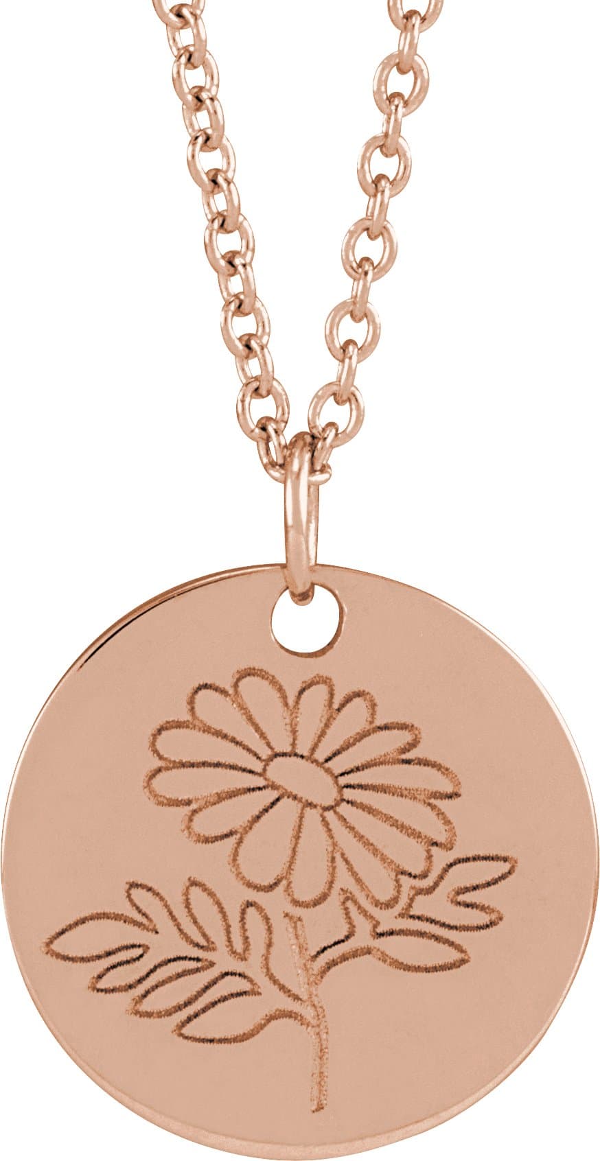 14K Rose Daffodil March Birth Flower 16-18 Necklace