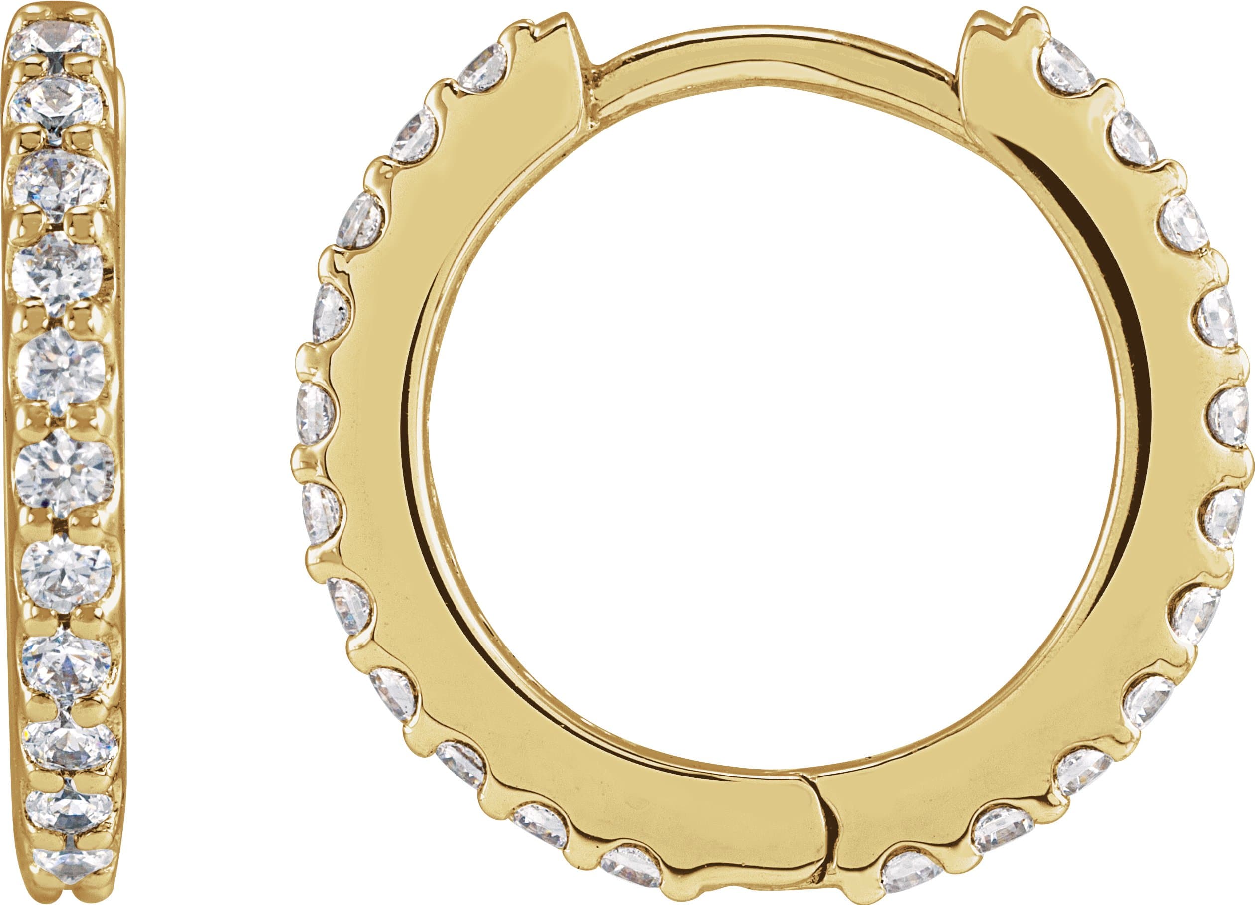 14K Yellow Gold 1/2 CTW Lab-Grown Diamond 13.64 mm Hoop Earrings