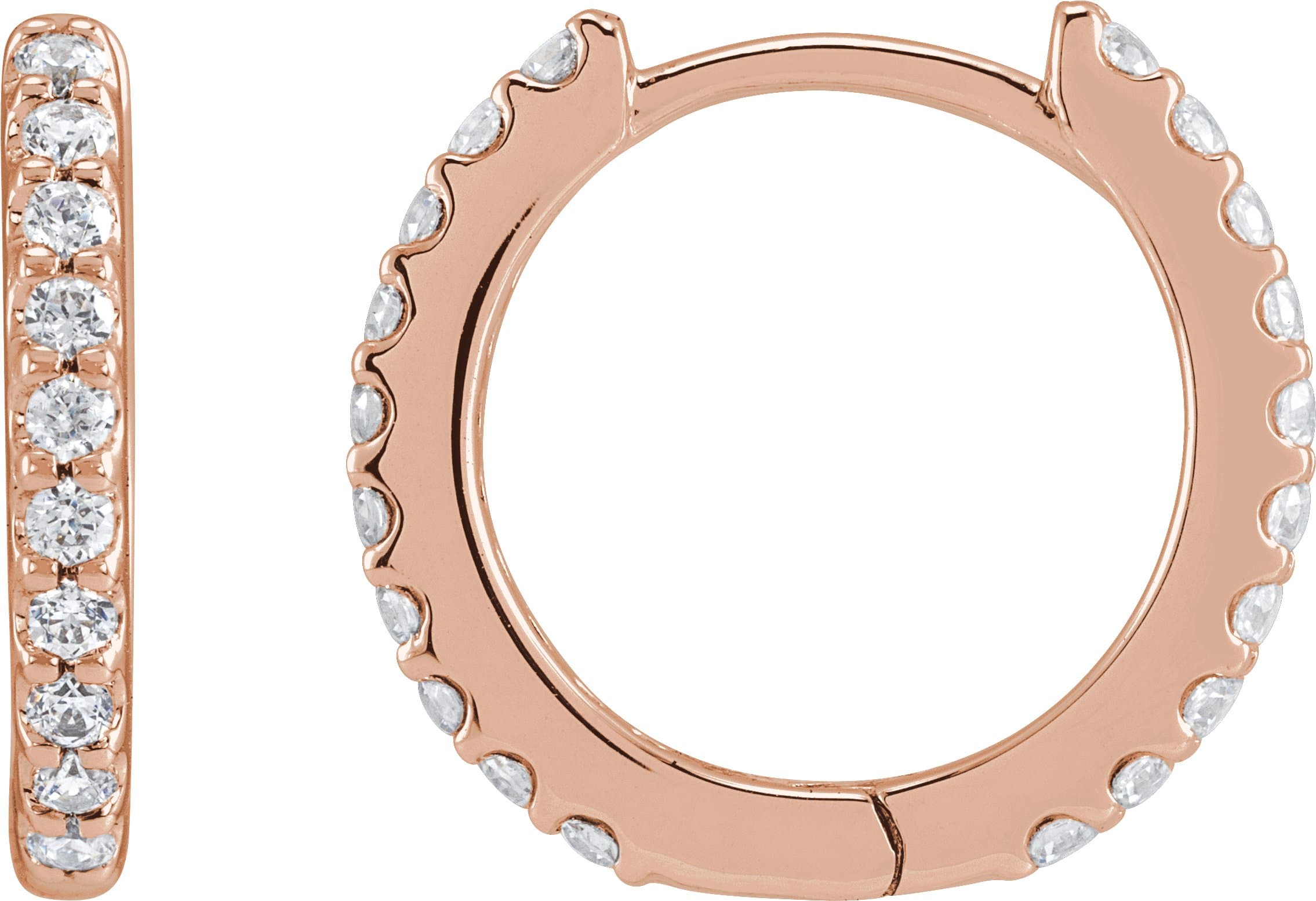 14K Rose 1/2 CTW Lab-Grown Diamond 13.64 mm Hoop Earrings