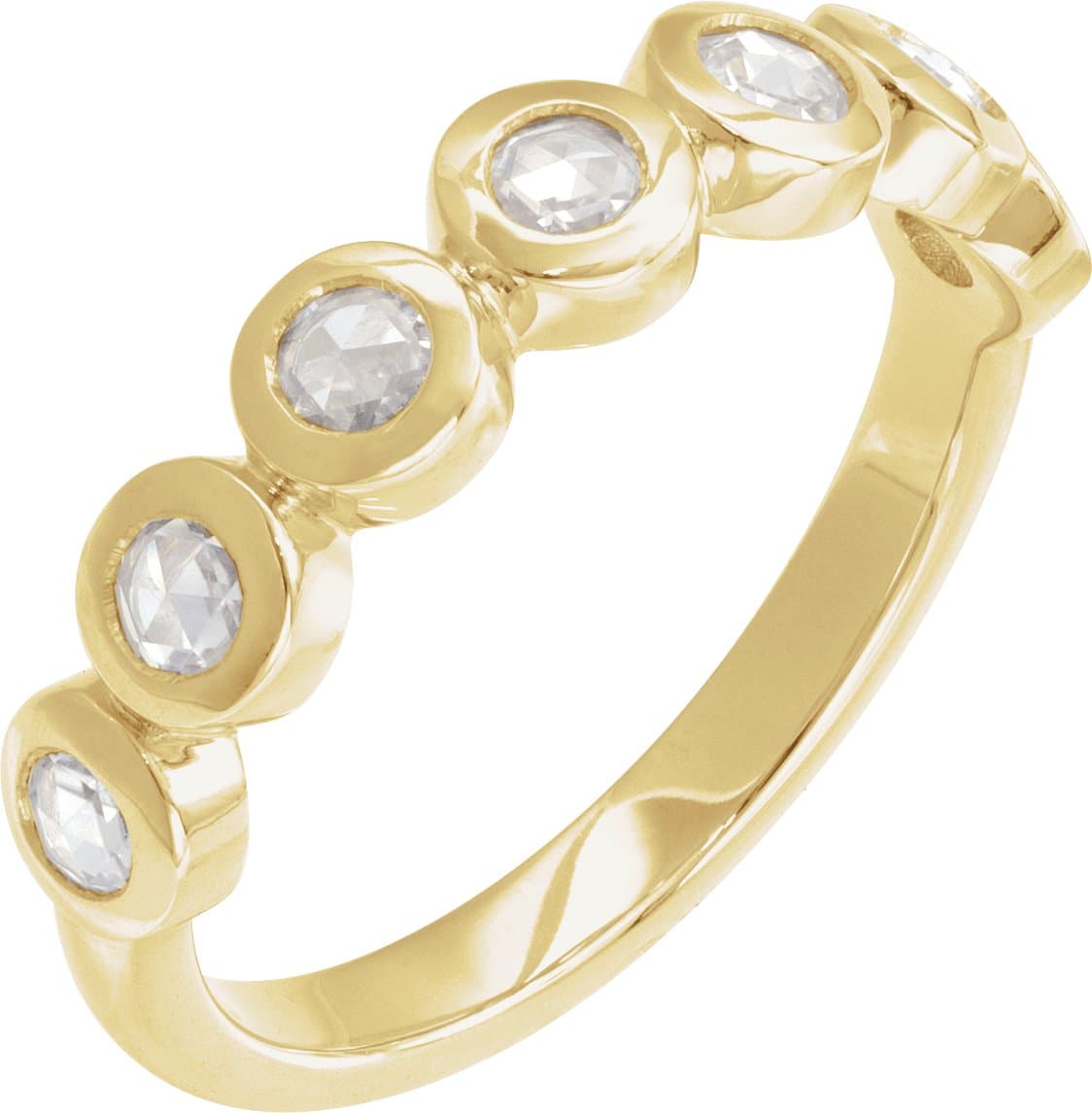 14K Rose Cabochon Natural Emerald Stackable Ring
