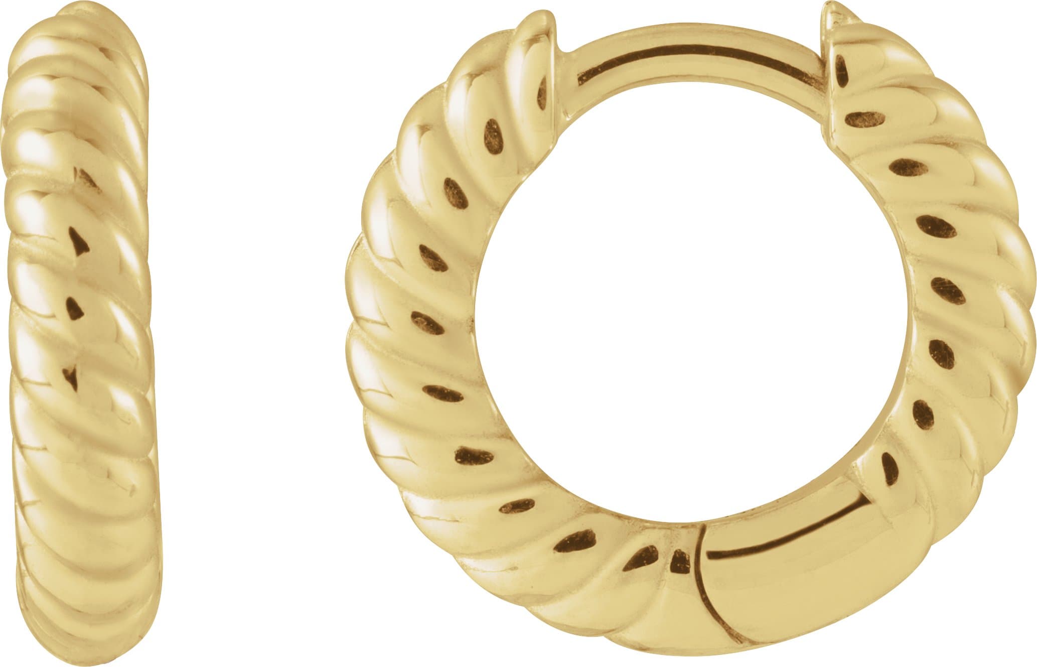 14K Rose Hinged Rope Hoop Earrings